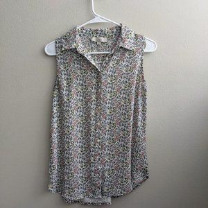 LOFT - Floral Button Front Sleeveless Blouse - XS